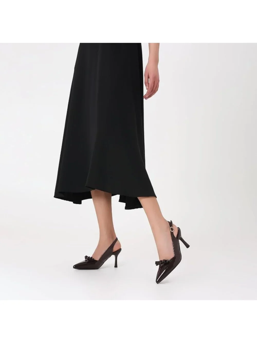Women's Coffee Comfortable Slingback Closed Pointed Toe 3 inch Kitten Heels Pump